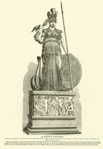 Kopie der Athena Parthenos, monumentale Statue des antiken griechischen Bildhauers Phidias (Gravur) von French School