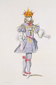 Kostümentwurf für Geometrie in einem höfischen Ballett des 17. Jahrhunderts, aus der Menus Plaisirs Sammlung, Faksimile von A. Guillaumot Fils (Farbstich)