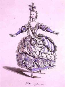 Kostümentwurf für Phrygienne, in Dardanus, ein Libretto von Leclerc de Labruere, komponiert von Jean-Philippe Rameau, Faksimile von A. Guillaumot Fils