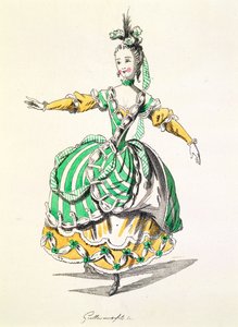 Kostümentwurf für Phrygienne, in Dardanus, einem Libretto von Leclerc de Labruere, komponiert von Jean-Philippe Rameau, Faksimile von A. Guillaumot Fils (Farbstich)