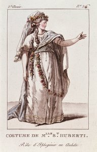 Kostüm von Miss Huberti für die Rolle der Iphigenie in Aulide von Gluck von French School