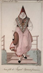 Kostüm eines jungen Mädchens aus Bugard in den französischen Pyrenäen von French School
