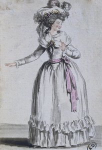 Kostüm einer Schauspielerin (Farbstich) von French School