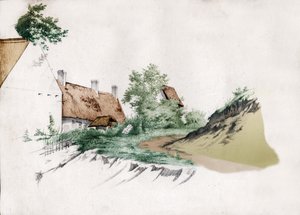 Hütte in Frankreich (Zeichnung, ca. 1850)
