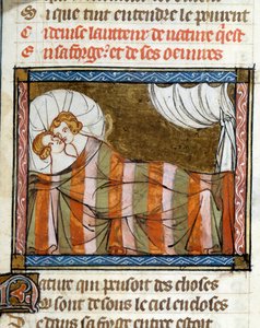 Paar im Bett. Miniatur aus dem Roman der Rose von Jean de Meun