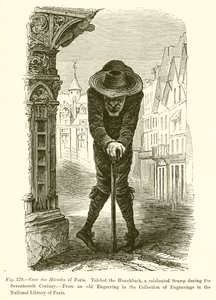 Cour des Miracles von Paris. Talebot der Bucklige, ein berühmter Gauner im 17. Jahrhundert