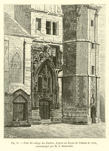 Hof des Kollegs von Cholets, nach einer Zeichnung von Goblain, 1818, mitgeteilt von M. A. Bonnardot von French School