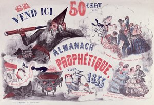 Titelbild eines prophetischen Almanachs, der Nostradamus darstellt, 1855 von French School