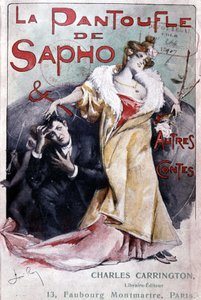 Titelbild des populären Romans „Saphos Pantoffel und andere Geschichten“, ed. Carrington, Paris, Ende des 19. Jahrhunderts - B.N.
