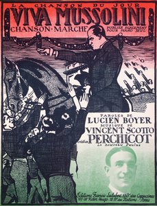 Titelblatt der Partitur von Viva Mussolini von Vincent Scotto (1876-1952) und Lucien Boyer, 1920er Jahre von French School
