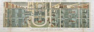 Querschnitt des Kellers des Crédit Lyonnais, Boulevard des Italiens 19, um 1878-82