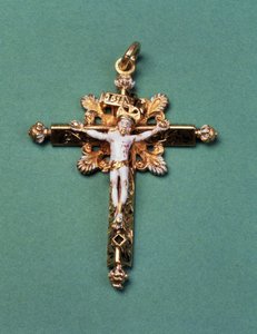 Kruzifix, das Maria Stuart dem letzten Abt von Westminster, John Feckenham, schenkte (Gold und Emaille)