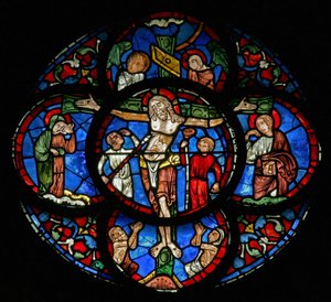 Kreuzigung mit Maria und Johannes, Adam und Eva