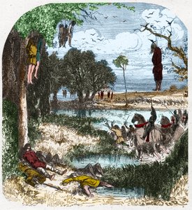 Kreuzzug der Hirten im Jahr 1251: Kreuzzug der "kleinen Leute", Bauern; er wurde 1251 durch die Gefangenschaft von Ludwig dem Heiligen während des siebten Kreuzzugs provoziert. Gravur in "Histoire De France En Cent Tableaux" von Paul Lehugeur, 1891.