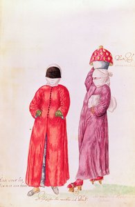 Bräuche und Kostüme der östlichen Länder und verschiedene Kleidungszustände - Frauen gehen baden, 1513 von French School