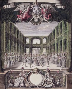 Tanz in einem formellen Garten, aus einer Sammlung mit dem Titel Les Menus Plaisirs du Roi von French School
