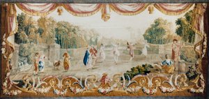 Tanz in einem Park, Aubusson Tapisserie Werkstatt, ca. 1782 von French School