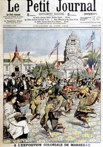 Tänzer des Königs Sisowath, die den Tanz der Nymphen im Wald auf der Kolonialausstellung in Marseille aufführen. In „Le petit journal“, am 24.06.1906