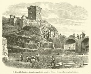 Von Genua nach La Spezia, Moneglia, zwischen Sestri-Levante und Deiva (Stich) von French School