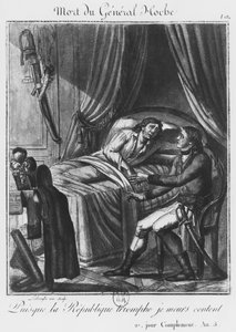 Tod von General Louis Lazare Hoche am 19. September 1797, graviert von Labrousse (18. Jahrhundert) (Gravur)