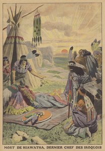 Tod von Hiawatha, letzter Häuptling der Irokesen von French School