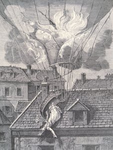 Tod von Madame Blanchard bei einem Luftfahrtunfall im Jahr 1819 von French School