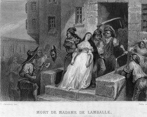 Tod von Marie Thérèse von Savoyen-Carignan (1749-1792), Prinzessin von Lamballe (1792) - in „Französische Revolution“ von Thiers. 19. Jahrhundert von French School