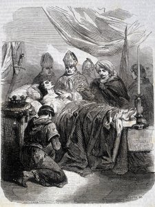 Tod von Saint Louis in Palästina im Jahr 1270 - in „Histoire de France“ von L.-P. Anquetil