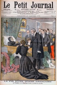 Tod der Mutter von Präsident Loubet von Frankreich. Das Ende einer guten Französin. Der Präsident der Republik vor dem Sarg seiner Mutter. Illustration für Le Petit Journal, 29. Januar 1905 (Gravur)