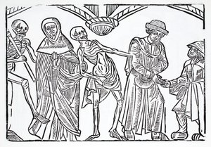 Der Tod mit einem Mönch und einem Wucherer