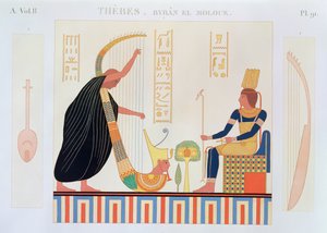 Dekoration aus dem Raum der Harfen, Ostgrab, Byban el Molouk, Theben, Band II, Tafel 91 aus Beschreibungen von Ägypten von Edmonde Francois Jomard, veröffentlicht 1809-22 von French School