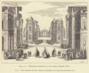 Theaterdekoration im 17. Jahrhundert (Stich) von French School