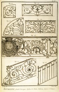 Dekoratives Eisenwerk, aus Diderots Enzyklopädie, veröffentlicht 1771