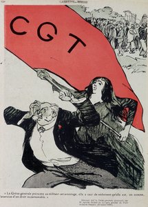 Demonstration und Flagge der CGT - in „L