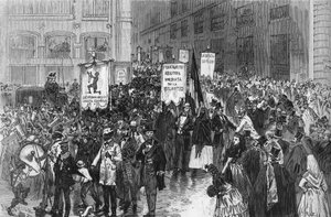 Demonstration in Madrid im Jahr 1873 für die Abschaffung der Sklaverei in den spanischen Kolonien.