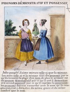 Demonstrativ- und Possessivpronomen (2 Mädchen spielen mit Puppen) - in „La grammaire en images“ von French School