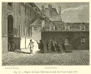 Abreise von Ludwig XVI. in der Nacht vom 20. auf den 21. Juni 1791 von French School