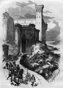 Abreise von Ludwig I. genannt der Fromme oder der Sanftmütige (778-840) nach Rom. Gravur in „Histoire des papes-rois-reines-et-empereurs à travers les siècles“ von Maurice Lachatre