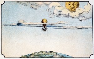 Abreise zum Mond in einem Ballon - in „Reise zum Mond“ von A. de Ville-d