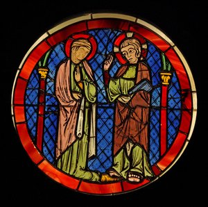 Darstellung von Christus mit einer Frau, aus der Ste Chapelle von French School