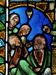 Eine Szene aus dem Leben des St. Nikolaus: Der Heilige hinterlässt einem Mann Geld, um seine Töchter vor der Prostitution zu bewahren von French School