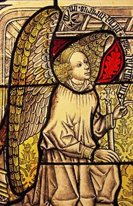 Der Engel Gabriel bei der Verkündigung, ursprünglich aus dem Oberrhein von French School