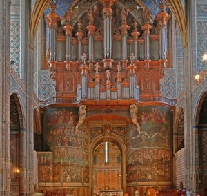 Darstellung der Orgel mit dem Jüngsten Gericht von French School