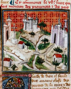 Von den Provinzen und Ländern der Erde. Präsentation des Bandes, der sich auf die Territorien und die Geschichte der Provinzen und Länder bezieht. Miniatur aus 