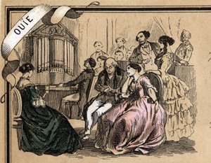 Beschreibung der fünf Sinne: Detail des Hörens, ein Musikkonzert während eines gesellschaftlichen Abends. (Les cinq sens)