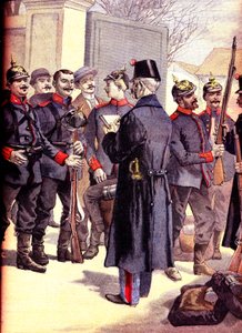 Desertion in Luxemburg von elsässischen französischen Soldaten, registriert von den Deutschen von French School