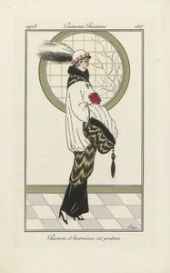 Entwurf für Hermelin- und Iltis-Ensemble, aus Costumes Parisien, veröffentlicht 1913 (Pochoir-Druck)