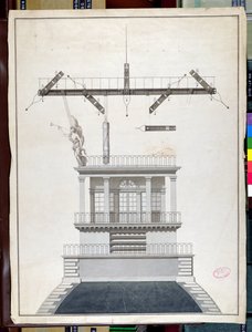 Entwurf für eine Chappe-Telegrafenstation für eine der Kuppeln des Louvre, Paris, frühes 19. Jahrhundert von French School