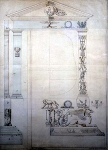 Entwurf für einen Cheval-Spiegel, um 1815