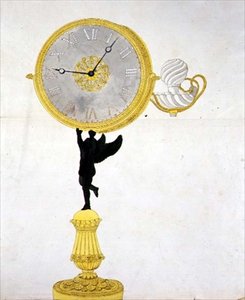 Entwurf für eine vergoldete Uhr, ca. 1825